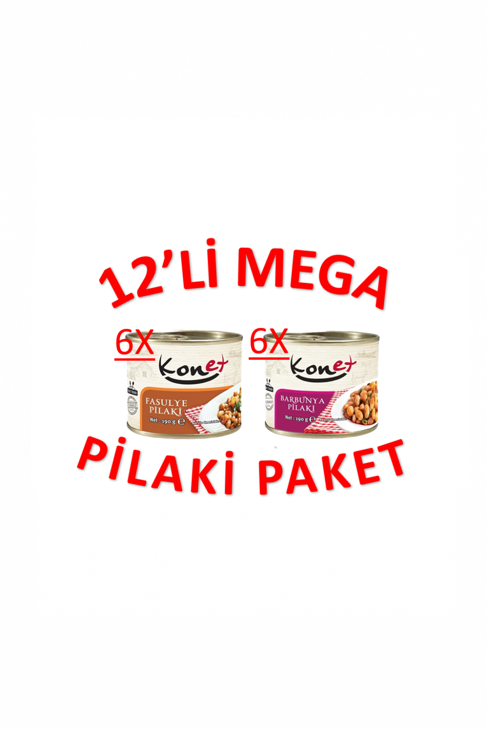 6x2 Mega Pilaki Paket - 6 x Barbunya Pilaki, 6 x Fasulye pilaki - 12x190Gr