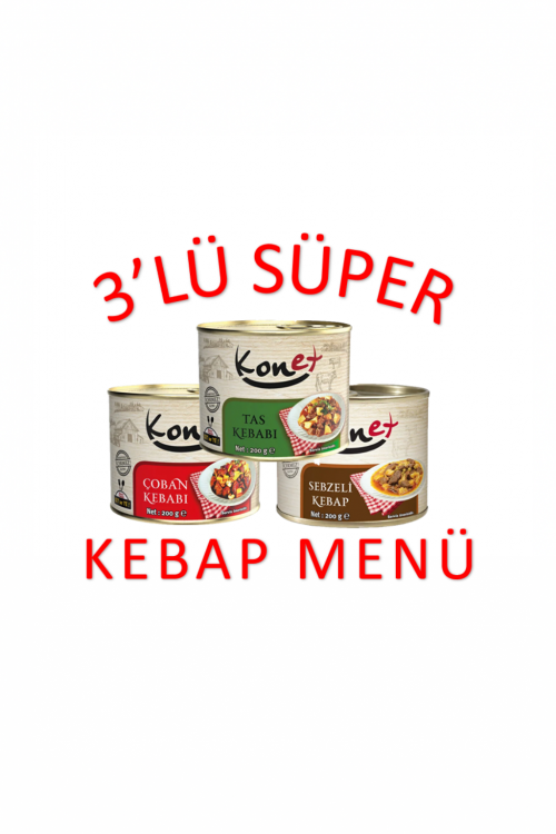3'Lü Süper Kebap Paket - Hazır Yemek/Tas Kebabı, Çoban Kebabı, Sebzeli Kebap